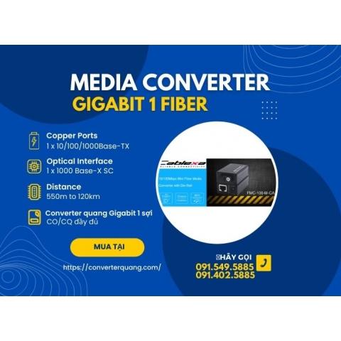  Media Converter 10/100/1000M 1 Sợi 