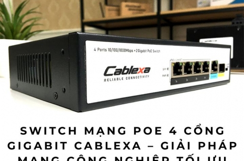 Switch mạng PoE 4 cổng gigabit Cablexa – Giải pháp mạng công nghiệp tối ưu